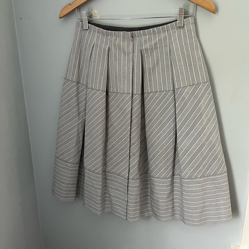Piazza Sempione Gray Pleated A-Line Skirt Knee-Length